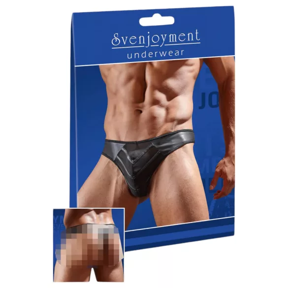 Skinnende - herretrusse - transparent indsats - sort