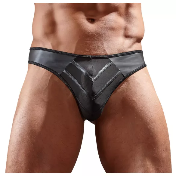Skinnende - herretrusse - transparent indsats - sort