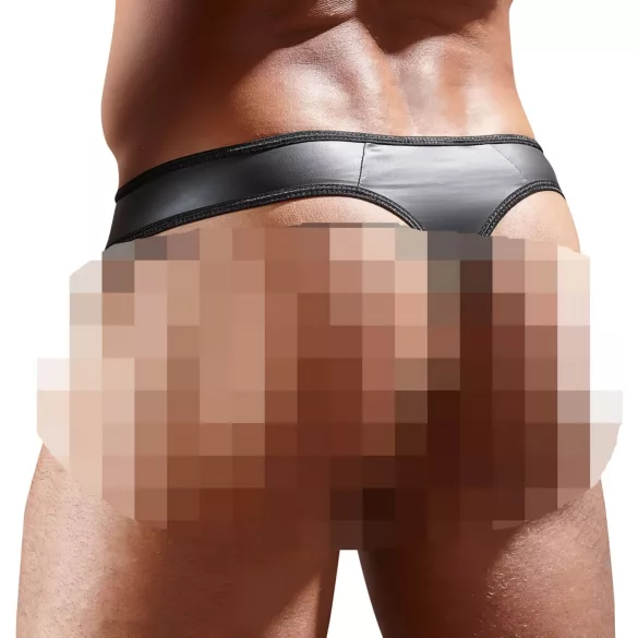 Skinnende - herretrusse - transparent indsats - sort