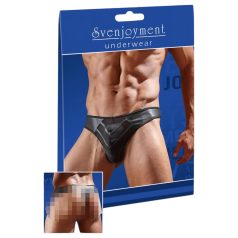 Skinnende - herretrusse - transparent indsats - sort - M