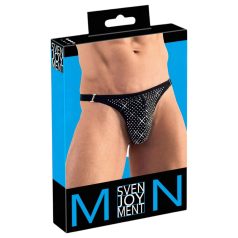 Svenjoyment - herretanga med strass - sort