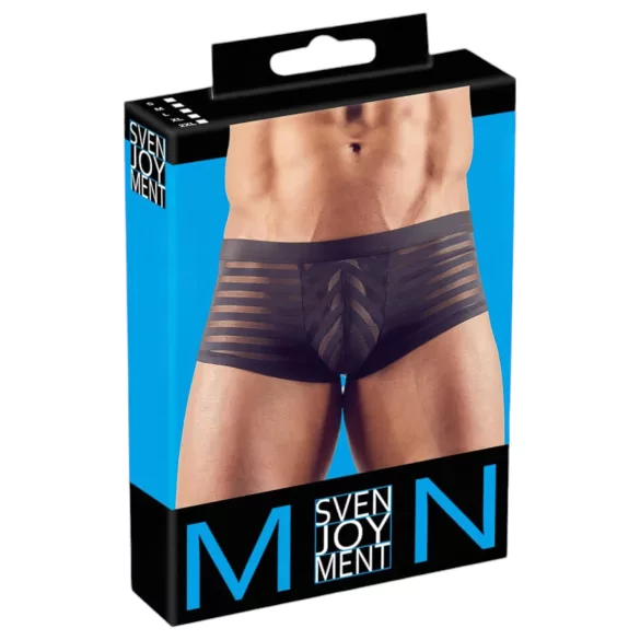 Svenjoyment - Gennemsigtige, stribede boksershorts (sort)