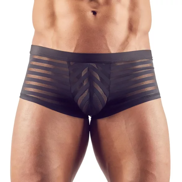 Svenjoyment - Gennemsigtige, stribede boksershorts (sort)