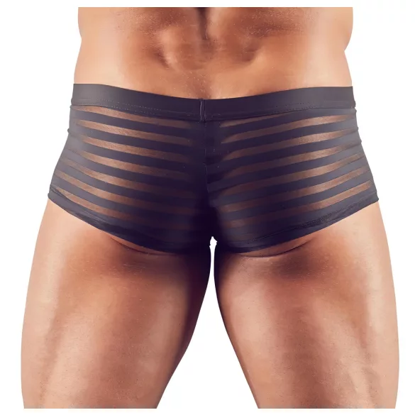 Svenjoyment - Gennemsigtige, stribede boksershorts (sort)