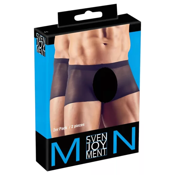 Svenjoyment - 2-delt sort gennemsigtig boxershorts-sæt (S-L)