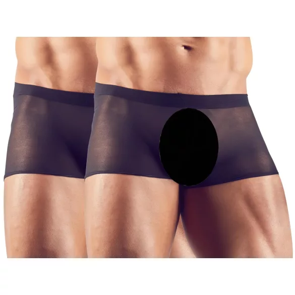 Svenjoyment - 2-delt sort gennemsigtig boxershorts-sæt (S-L)