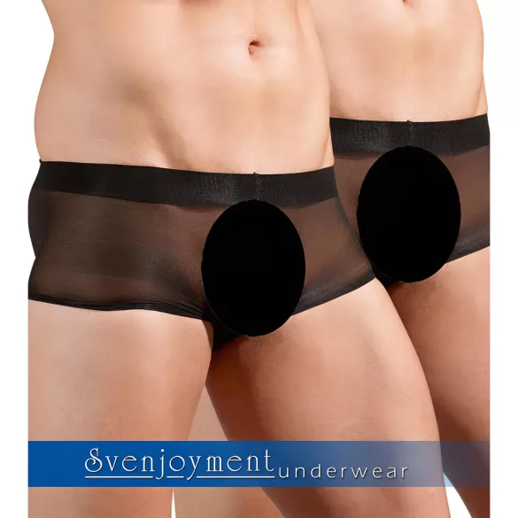 Svenjoyment - 2-delt sort gennemsigtig boxershorts-sæt (S-L)