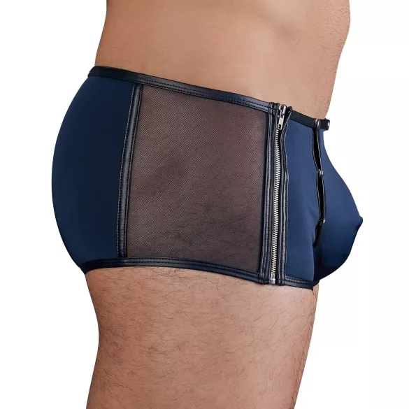 NEK - boxershorts til mænd - blondeindsats, snøre, net - sort/blå - M
