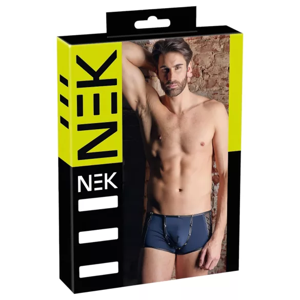 NEK - boxershorts til mænd - blondeindsats, snøre, net - sort/blå - L