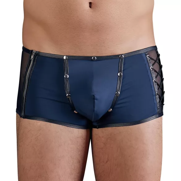 NEK - boxershorts til mænd - blondeindsats, snøre, net - sort/blå - L