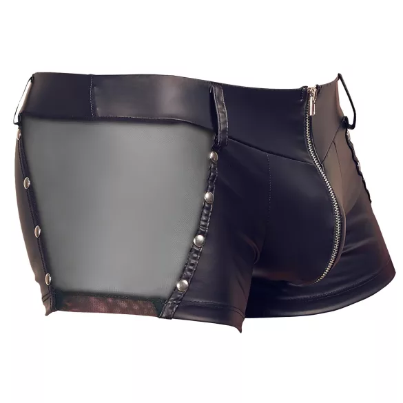 Svenjoyment - skinnende herreboxershorts med lynlås (sort) - M
