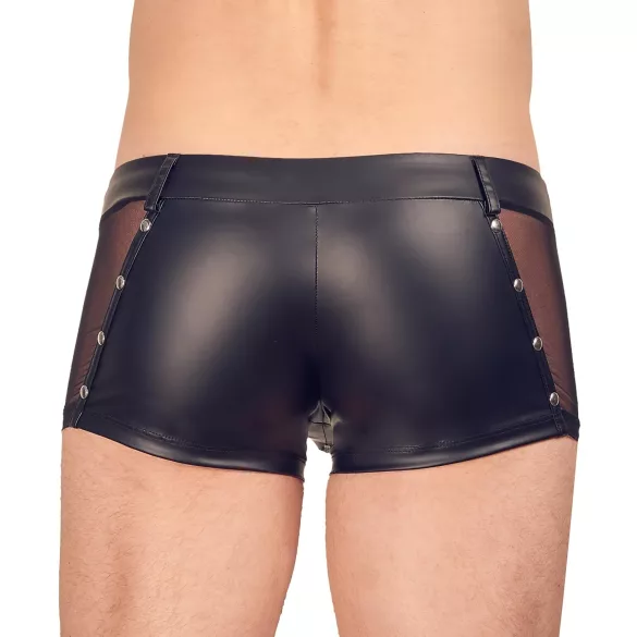 Svenjoyment - skinnende herreboxershorts med lynlås (sort) - L
