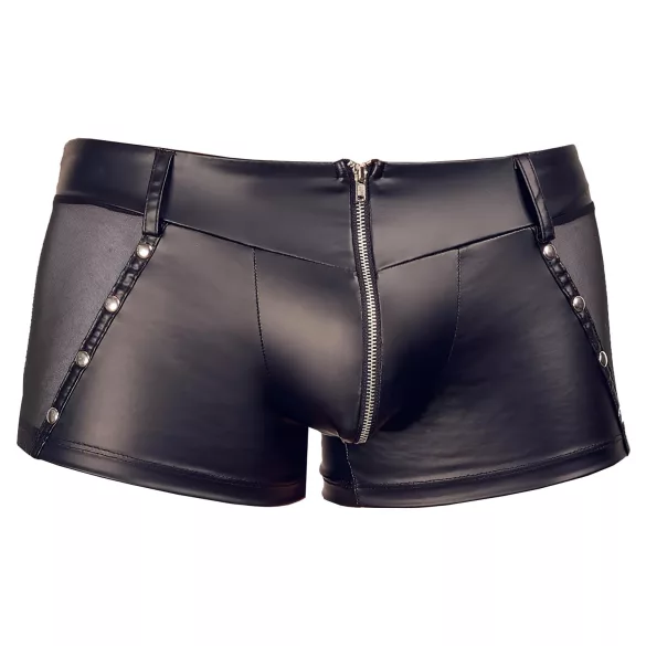 Svenjoyment - skinnende herreboxershorts med lynlås (sort) - L