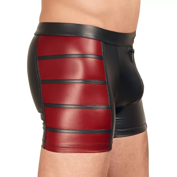NEK - herreboxershorts med lynlås - rød sideindsats - sort