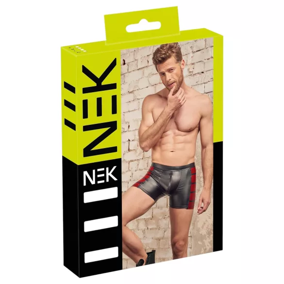 NEK - herreboxershorts med lynlås - rød sideindsats - sort - M