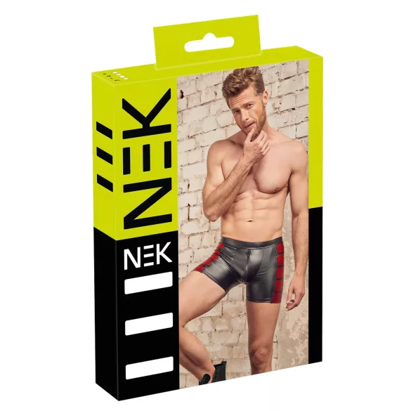 NEK - herreboxershorts med lynlås - rød sideindsats - sort - XL