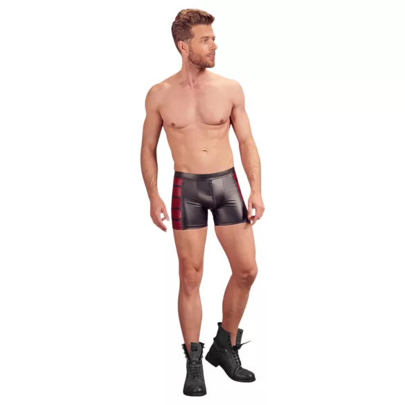 NEK - herreboxershorts med lynlås - rød sideindsats - sort - 2XL