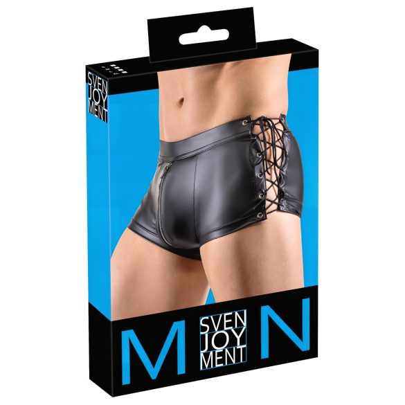 Svenjoyment - mat sort boksershorts med snøre i siderne - L