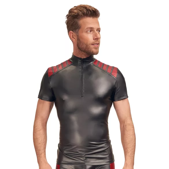 NEK - herretrøje med lynlås - røde detaljer - sort - XL