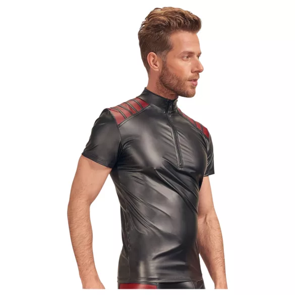 NEK - herretrøje med lynlås - røde detaljer - sort - XL