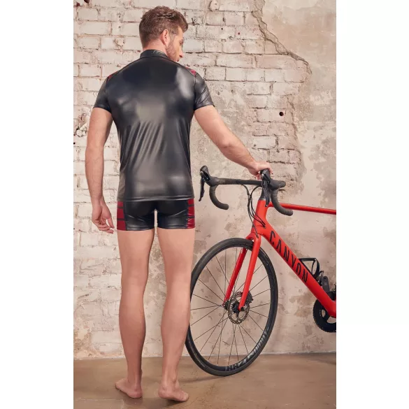 NEK - herretrøje med lynlås - røde detaljer - sort - XL