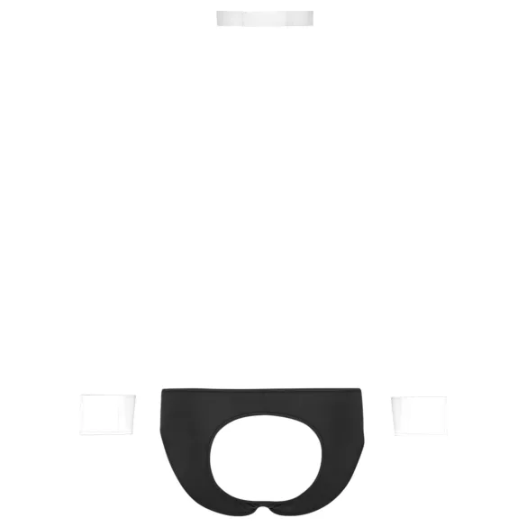 Svenjoyment - herre tjener tanga kostumesæt - sort/hvid