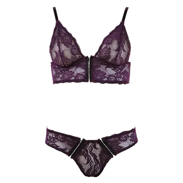 Cottelli - blonde bh sæt - blomster - lilla - XL