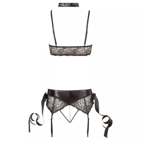 Cottelli Bondage - lingerisæt med blonder - 5 dele - L