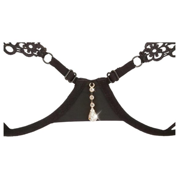 Cottelli - bh sæt - broderet med glimmer - sort - L