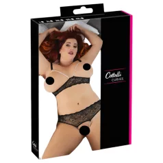 Cottelli Plus Size - bh sæt med perler - sort