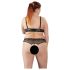 Cottelli Plus Size - perle-bh sæt (sort)