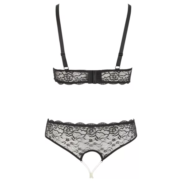 Cottelli Plus Size - bh sæt med perler - sort