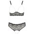 Cottelli Plus Size - perle-bh sæt (sort)