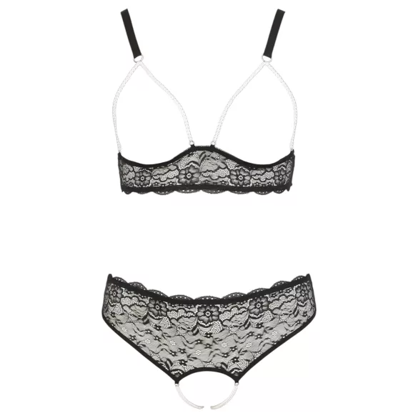 Cottelli Plus Size - bh sæt med perler - sort - XL