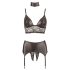 Cottelli Bondage - skinnende blonder lingeri sæt (4 dele) - XL
