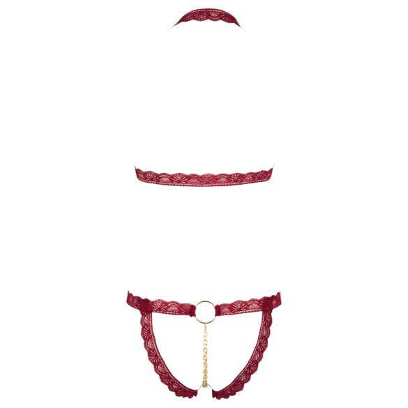 Cottelli - metalringe, åbent bh-sæt (rød) - M/L