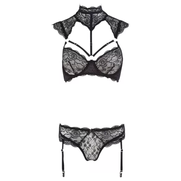 Cottelli - blonde-bh sæt med krave (sort) - 80B/M