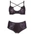 Cottelli Plus Size - Krydsstrop Bh og Trusser (Sort) - 85E/L