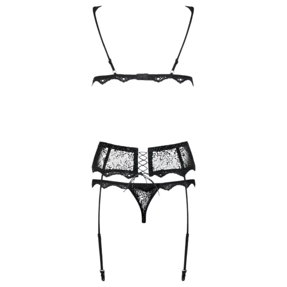 Obsessive Emperita - lingerisæt - broderi - sort - L/XL