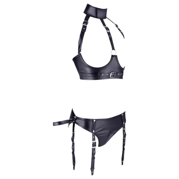 Cottelli Bondage - bh-sæt med håndjern - blank sort - M