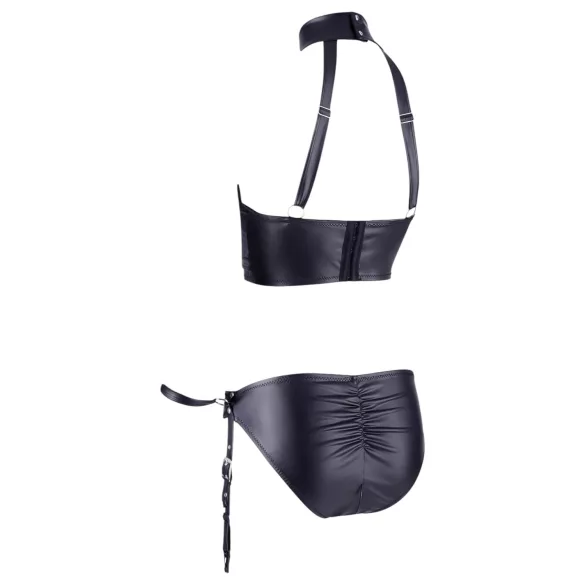 Cottelli Bondage - bh-sæt med håndjern - blank sort - M