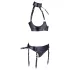 Cottelli Bondage - bh-sæt med håndjern - blank sort - L