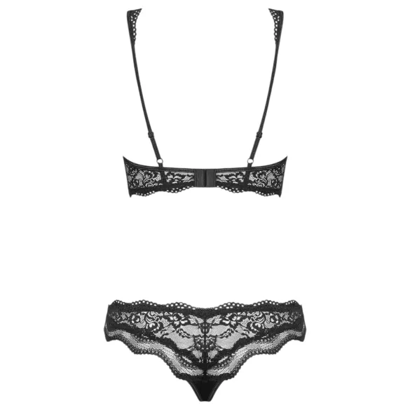 Obsessive Luvae - bh sæt - blomster og strassten - sort - L/XL