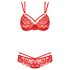 Obsessive 860-SET-3 - Rødt blondesæt med roser - L/XL