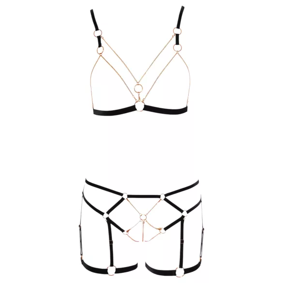 Cottelli - bodyharness med kæde - 2 dele - sort - L