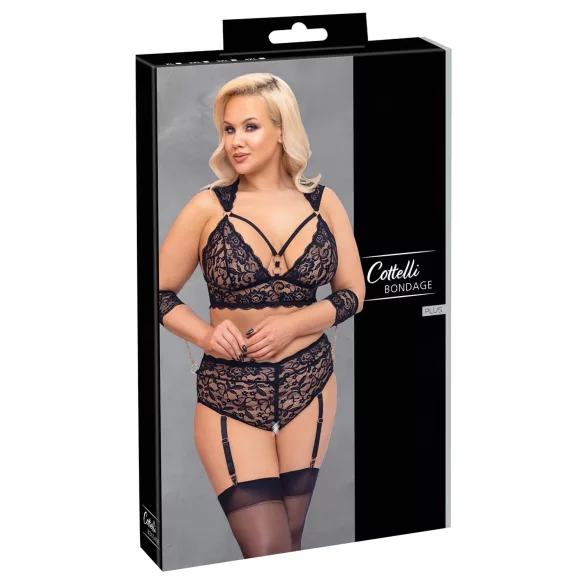 Cottelli Bondage Plus Size - blonde bh-sæt (sort)