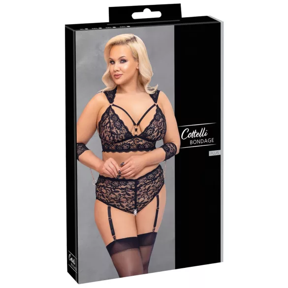 Cottelli Bondage Plus Size - blonde bh-sæt (sort)