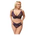 Cottelli Plus Size - gennemsigtigt mønstret bh-sæt (lilla)