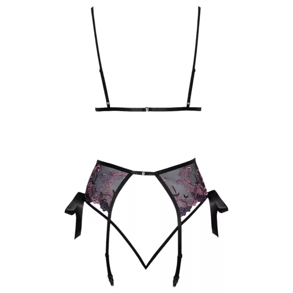 Kissable - pink-lilla broderi bh-sæt (sort)
