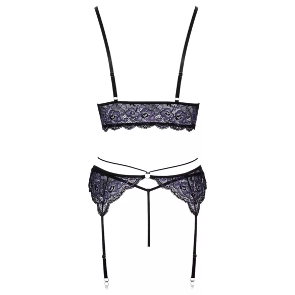 Cottelli - 3-delt blonderlingeriesæt (sort-violet) - XL